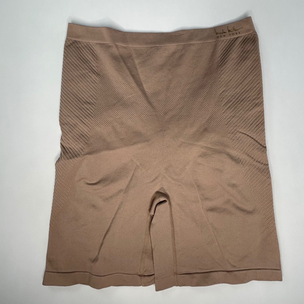 Nicole Miller Womens Shapewear Shorts XL Tan High Waist Tummy Control Seamless